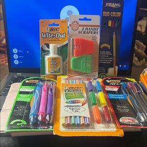 BIC Stationery Set with Pens, Pencils, scapers, witeout